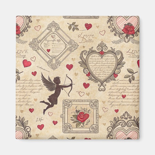 Imán Patrón romántico de Cupido de Vintage (8) (Frente)