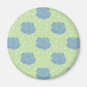 Imán Patrón rosa azul sobre fondo verde