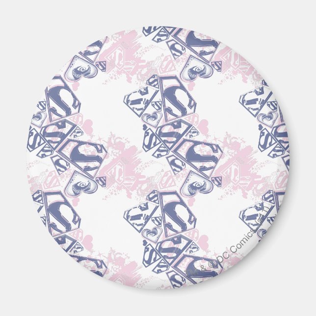 Imán Patrón rosa y púrpura superchica (Frente)
