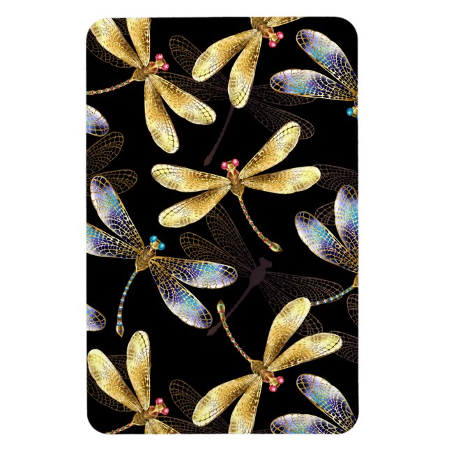 Imán Patrón sin foco con Dragonflies dorados (Vertical)