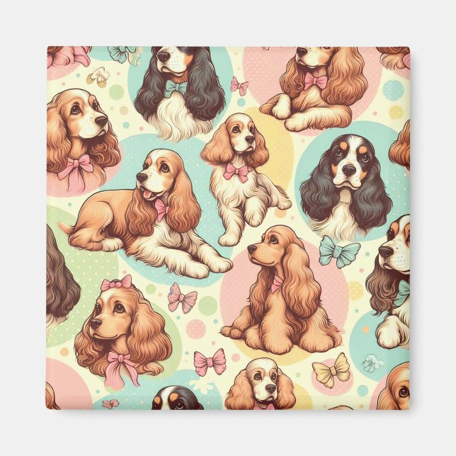 Imán Patrón sin soldadura de Cute Vintage Cocker Spanie (Frente)