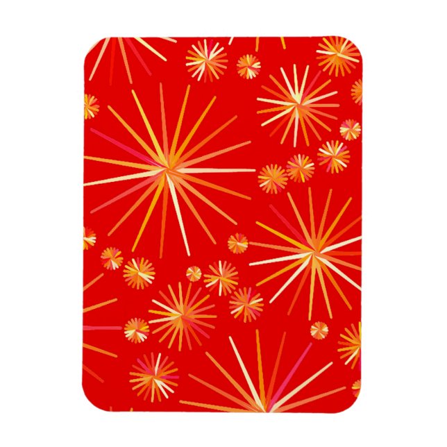 Imán Patrón sputnik de mediados de siglo, rojo profundo (Vertical)