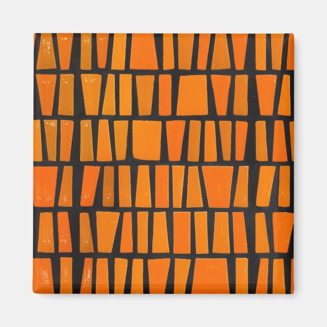 Imán Patrón tribal africano naranja y negro (Frente)