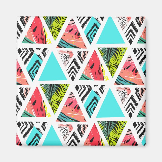 Imán Patrón tropical abstracto colorido (Frente)