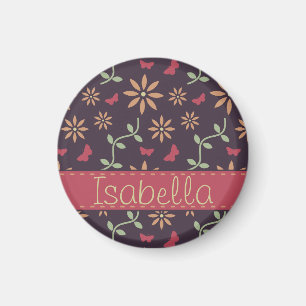 Imán Patrón vectorial floral vintage con nombre