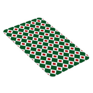 Imán Patrón verde, blanco, rojo de diamantes