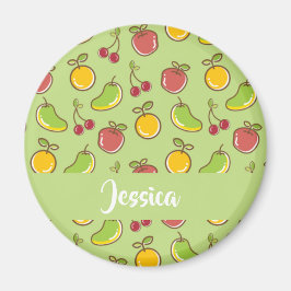 Imán Patrón verde de frutas frescas de verano