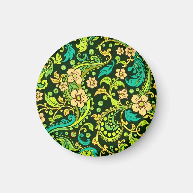 Imán Patrón verde de paisley (Frente)