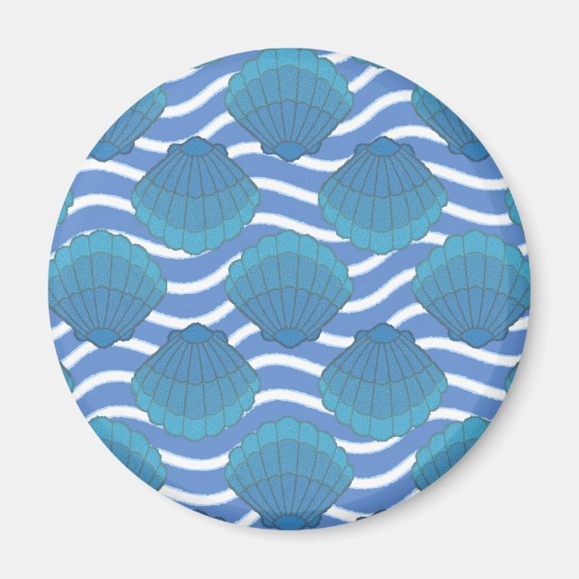 Imán Patrón Vintage De Hojas Y Ondas (Frente)