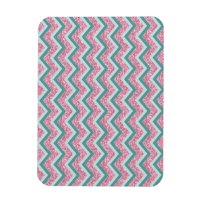Imán Patrón ZigZag Purpurina rosa (Vertical)