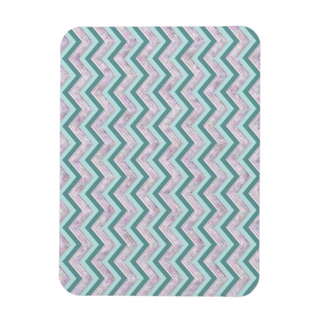 Imán Patrón ZigZag Verde azulado de Pearl Floral (Vertical)