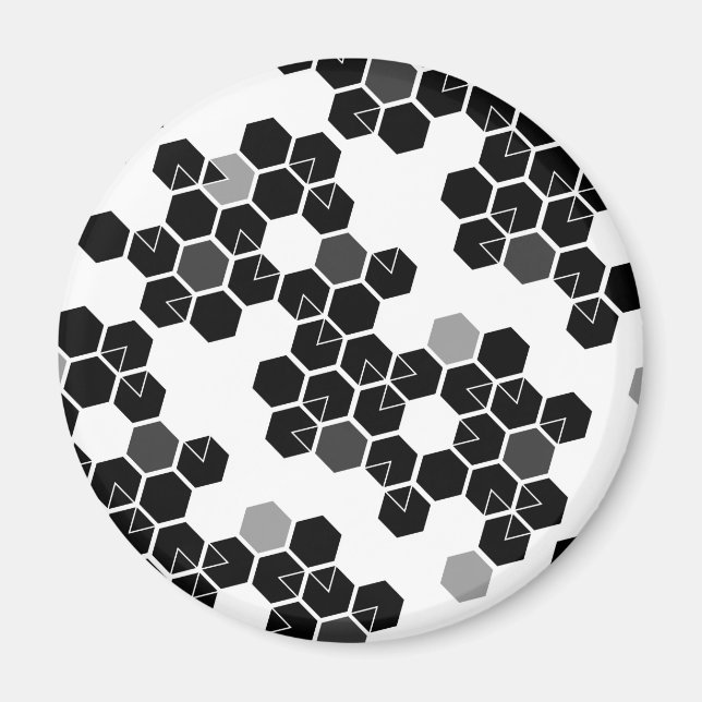 Imán Patrones de datos de hex blanco y negro (Frente)