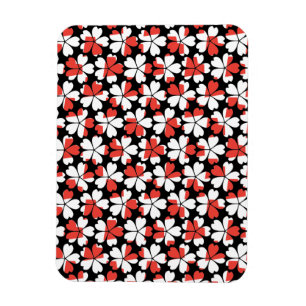 Imán Patrones de flores blancas rojas lisas