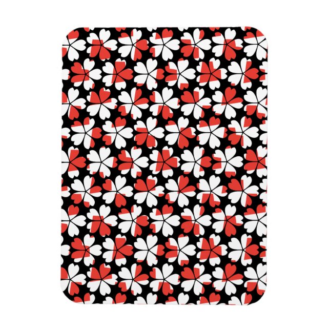 Imán Patrones de flores blancas rojas lisas (Vertical)