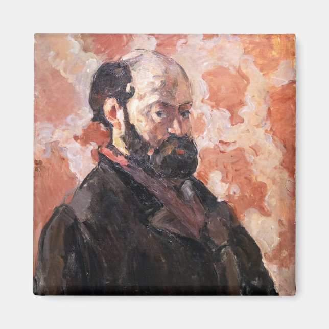 Imán Paul Cezanne - autorretrato de fondo rosa (Frente)
