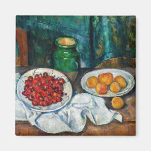 Imán Paul Cezanne - Bodegón con cerezas y melocotones