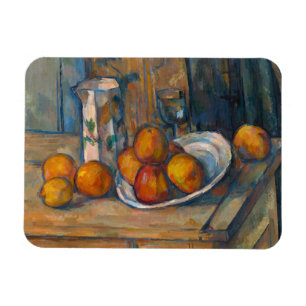 Imán Paul Cezanne - Bodegón con jarra de leche y frutas