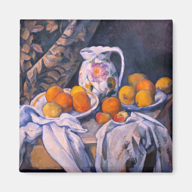 Imán Paul Cezanne - Bodegón con una cortina (Frente)