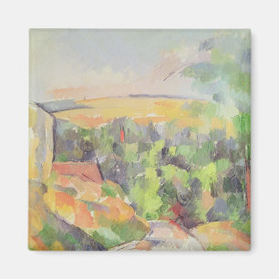 Imán Paul Cezanne el la curva en el camino, 1900-06