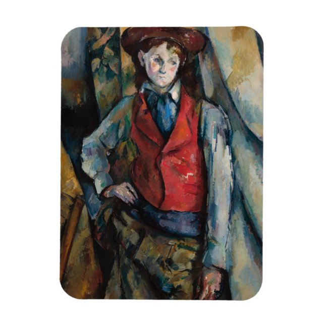 Imán Paul Cezanne - Niño con Chaleco Rojo (Vertical)