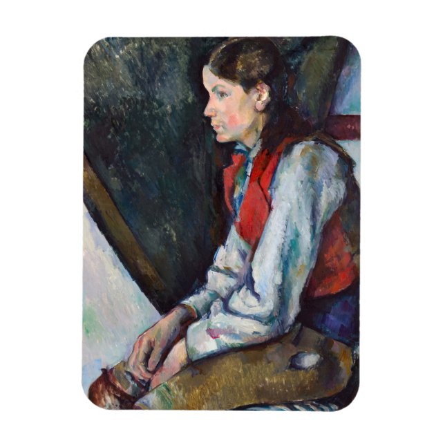 Imán Paul Cezanne - Niño con Chaleco Rojo (Vertical)