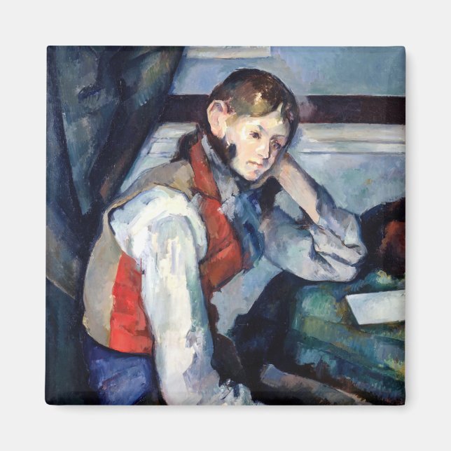 Imán Paul Cezanne - Niño con Chaleco Rojo (Frente)