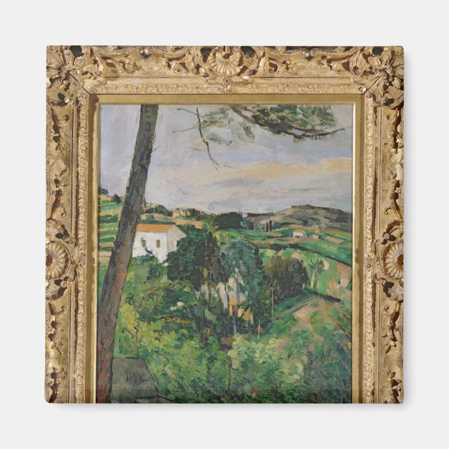 Imán Paul Cezanne | Paisaje con tejado rojo o pino (Frente)