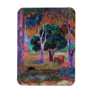 Imán Paul Gauguin - Paisaje con un Cerdo y un Caballo