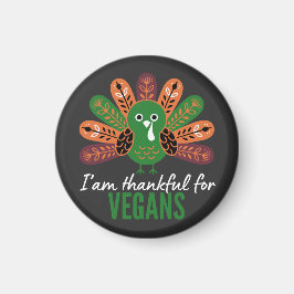 Imán Pavo De Acción De Gracias Agradecido Por Los Vegan