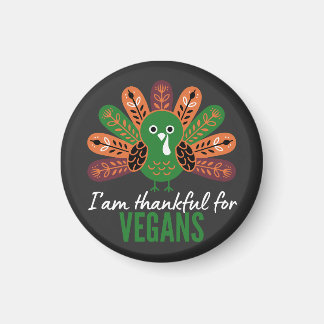 Imán Pavo De Acción De Gracias Agradecido Por Los Vegan