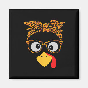Imán Pavo de Acción de Gracias Cara Estampado Leopardo