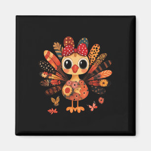 Imán Pavo de Acción de Gracias Lindo Coquette Bow Chica