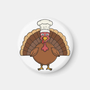 Imán Pavo de dibujos animados de chef Día de Acción de