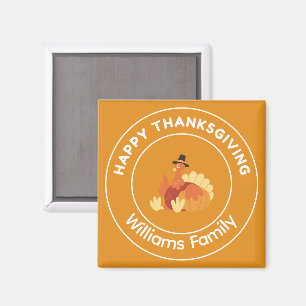 Imán Pavo feliz día de acción de gracias naranja