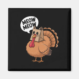 Imán Pavo Gato Miau Día de Acción de Gracias Divertido
