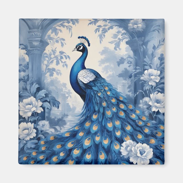 Imán Pavo real azul hermoso (Frente)