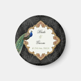 Imán Pavo Real de Oro y Natación - Boda Guardar la fech