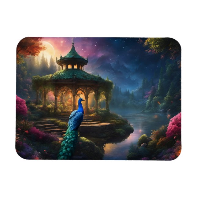 Imán Pavo real en el Jardín Gazebo (Horizontal)