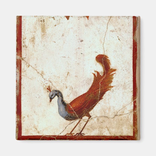 Imán Pavo real sobre pintura antigua romana fresca (Frente)