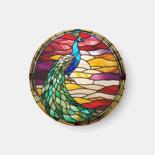 Imán Pavo real sobre rosa