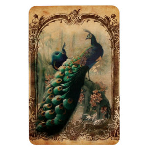 Imán pavo real victoriano con flores