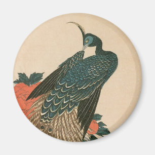 Imán Pavo real y peonías de Hiroshige, Arte japonés