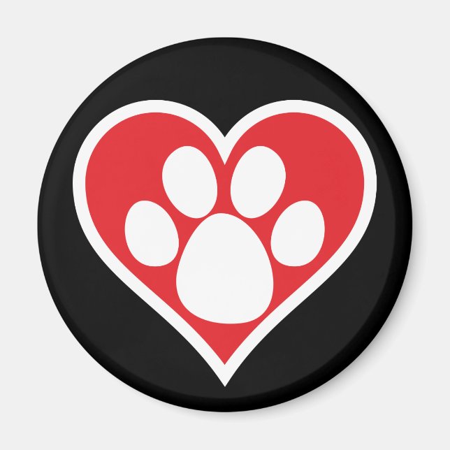 Imán Paw de Perro del Corazón (Oscuro) (Frente)