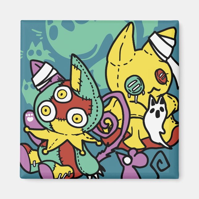 Imán Paw-sitively Frightful | Monstrous Cats Halloween  (Frente)