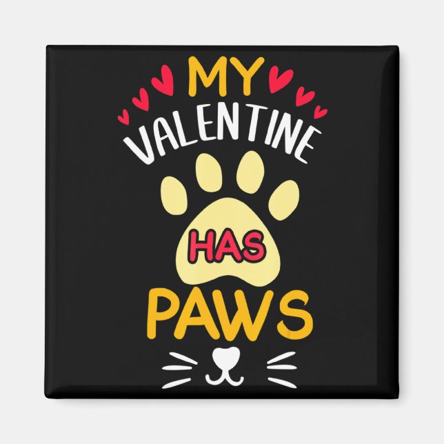 Imán Paws Pet Cat My Valentine Hearts Day Happy Valenti (Frente)