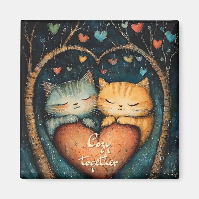 Imán Pawsitive in Love Cosy Together Ilustracion (Frente)