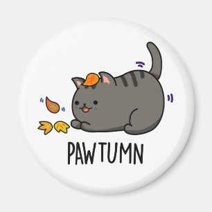 Imán Pawtumn lindo Autumn Kitty Cat Pun