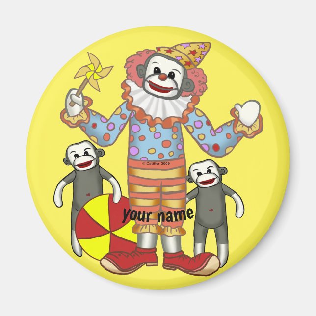 Imán Payaso de mono de calcetín  (Frente)