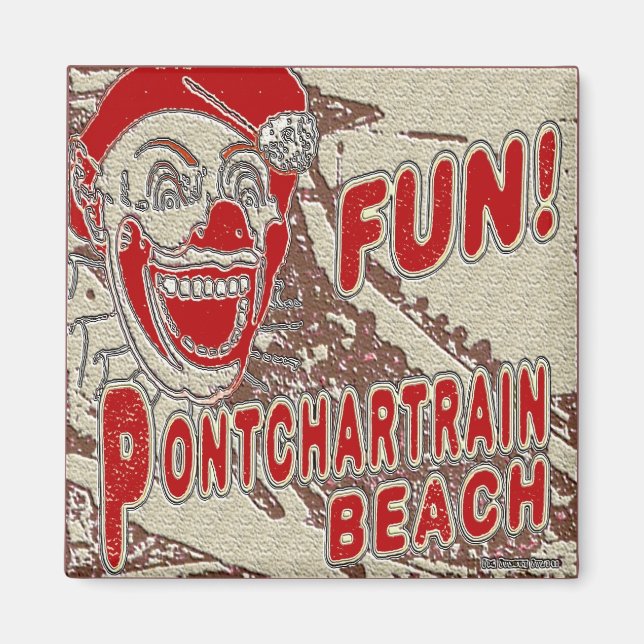 Imán Payaso divertido de la playa de Pontchartrain (Frente)