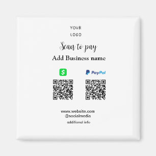 Imán Paypal Cashapp scan para pagar QR añadir nombre de